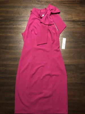 全新带标签 Eliza J 弓颈吊带紧身连衣裙浆果粉色情人节日期尺寸 6 $128 — 第 1/4 张图片