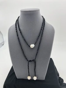 Barock Perlen und schwarze Kristall Halskette 42" - atemberaubend! - Bild 1 von 4