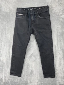 Pantalones de mezclilla para hombre talla M Negro Pull On Cremallera Mosca Cordón Cónico Elástico - Imagen 1 de 9