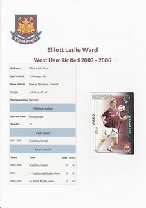 ELLIOTT WARD WEST HAM UTD 2003-2006 ORIGINAL HAND SIGNED SHOOT OUT CARD
