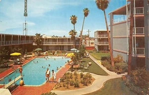 Sahara Hotel Bathers Poolside Patio Scene Phoenix,AZ Vtg 1960's Petley Postcard  - Picture 1 of 2