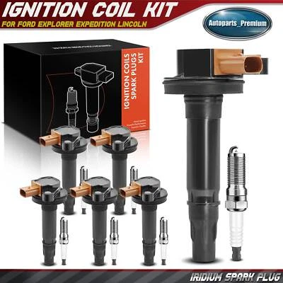 Kit de 6 bobinas de encendido y 6 bujías de iridio para Ford Explorer Expedition Lincoln Foto 1 de 4