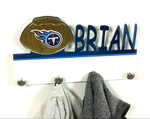 Personalized Coat Hanger Tennessee Titans Bag Hat Rack Towel Hook Wall Organizer Cover
