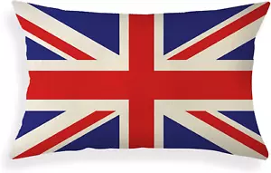 Funda de Almohada Lumbar Británica 12X20 Pulgadas Decoración del Hogar Union Jack Funda de Almohada Algodón - Imagen 1 de 12