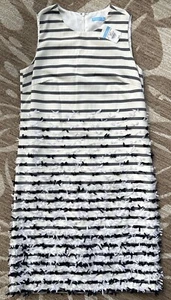 NWT J. McLaughlin Jane Shift Dress Women's Size 2 Navy Off White Stripe Bows NEW - Picture 1 of 10