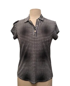 Jamie Sadock XS Petite 1/4 Snap Up Golf Top Shirt Black/Gray /Silver Scales - Picture 1 of 7
