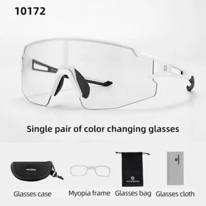 ROCKBROS White Cycling Photochromic Sunglasses Bicycle Sports Glasses Half Frame - Picture 1 of 5