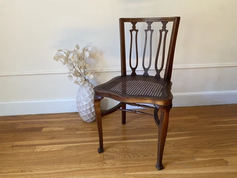 Early 20th Century Antique Solid Wood & Cane Chair Cover