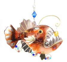 Anglerfish Angler Fish Ocean Ornament Metal Fair Trade Pilgrim Imports New