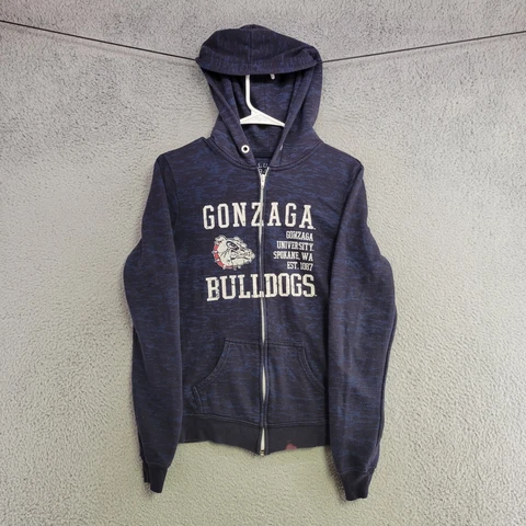 Gonzaga Bulldogs Jacket Womens L Large Dark Blue Full Zip Hooded Pockets Cover
