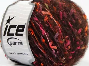 Forest Fantasy Eyelash Blend Yarn Ice 69880 Brown Copper Neon Orange Pink Flags - Picture 1 of 7