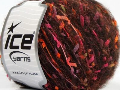 Forest Fantasy Eyelash Blend Yarn Ice 69880 Brown Copper Neon Orange Pink Flags - Image 1 of 4