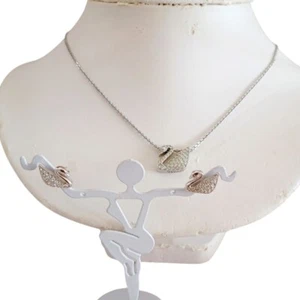 Swarovski Logo Signed Swan Necklace & Earring Set - Picture 1 of 7