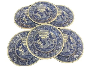 6 The Spode Blue Room Collection WOODMAN Blue White 6 Pc SET Dinner Plates 10.5" - Picture 1 of 6