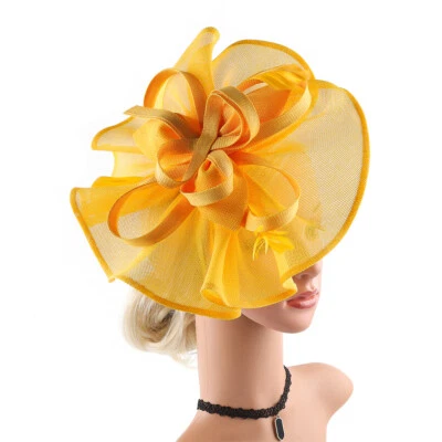 Women Vintage Feather Floral Fascinator Hat Wedding Tea Party Hair Clip Headwear - Image 1 of 4