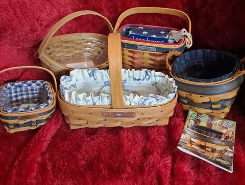 Lot 5: Mini Longaberger Vintage Baskets/Many with Inserts and Liners/GREAT DEAL! Cover