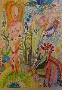 Original Painting13 X 9 Inch Water Color+Pencils On Paper Directly From Artist - Picture 1 of 12