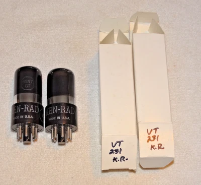2 x Tubos Ken-Rad JAN-CKR-6SN7gt*VT-231**Súper Fuertes Emparejados 5% Par*1943*#D5 Foto 1 de 4