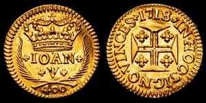Portugal - Juan V. 400 Reis. (1,02 g.). Lisboa. 1718. KM-201. (FDC). Brillo orig - Foto 1 di 3