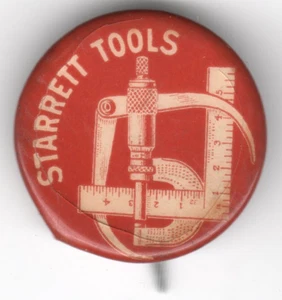Vintage STARRETT TOOLS Pin pinback w/ Backpaper *AS IS* - Picture 1 of 2