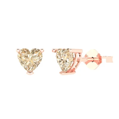 1.5 cttw Heart Natural Morganite Gold-Plated Push Back Stud Earrings for Women - Image 1 of 4