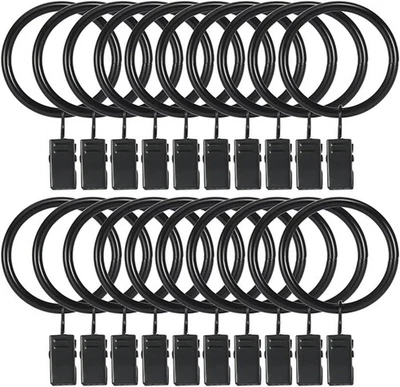 Curtain Rings with Clips 1.5 Inch Set 20 Heavy Duty Curtain Hooks for Decorative - Image 1 of 4