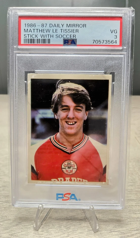 Tarjeta de novato 1986-87 Daily Mirror Stick con fútbol Matthew Le Tissier PSA 3 RC Foto 1 de 2