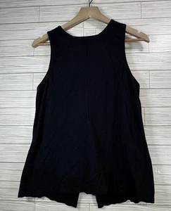 ATHLETA Women’s Foothill Tank Top Sz Sm Black Seamless Split Tie Back Shirt - Picture 1 of 6