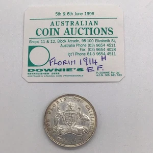 1914H Australian Florin, 8 Pearls with Centre Diamond EF+ stunning coin - Bild 1 von 6