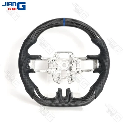 Volante deportivo de fibra de carbono real para Ford Mustang GT 2018-2023 Blue Line Foto 1 de 4