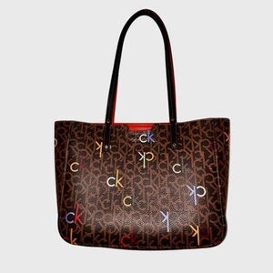 Calvin Klein Faux Leather Tote Handbag Purse Colorful Excellent - Picture 1 of 7