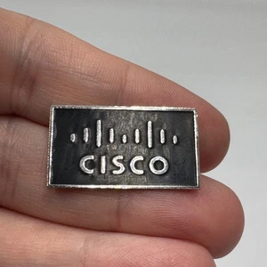 Vintage Cisco Logo Metal Lapel Pin Black Embossed Tech Networking Badge - Picture 1 of 4