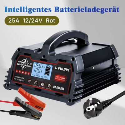 24V/12V 25A Smart Ladegerät für 12V LiFePO4 & Blei-Akku Auto Boot AGM schwarz - Bild 1 von 4