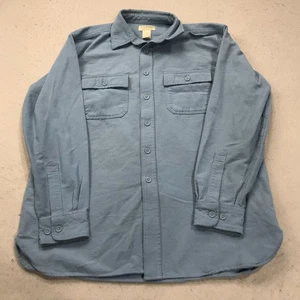 VINTAGE LL Bean Shirt Mens Large Blue Chamois Heavy Flannel Button Outdoor 90s - Picture 1 of 10