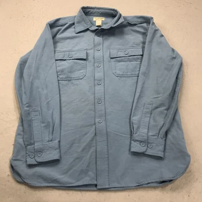 VINTAGE LL Bean Shirt Mens Large Blue Chamois Heavy Flannel Button Outdoor 90s - Image 1 of 4