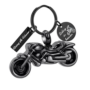 Cremation Jewelry Motorcycle Urn Keychain for Ashes Keepsake Urn Key Black - Picture 1 of 8