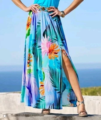 Falda Boston Propia Grande 14-16 Resort Wear Lagenlook Crucero Vacaciones Playa Trópico Foto 1 de 4