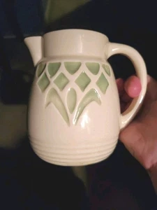 Vntg Robinson Ransbottom Roseville Ohio Pottery Milk Jug 5” Green Art Nouveau - Picture 1 of 5