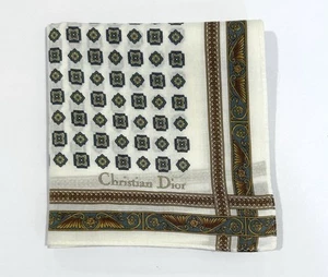 Handkerchief Man Christian Dior Check Polka Dot Paisley Pocket Square Cotton 18” - Picture 1 of 7