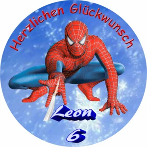 Spiderman Tortenaufleger Tortenfoto Tortenbild Geburtstag 20cm Rund Name Zahl - Bild 1 von 1