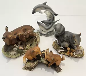 4 Vintage Homco Animal Figures Collection Dolphins Deer Fox Squirrel 1979-94 - Picture 1 of 17