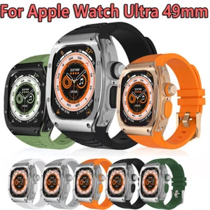 MOD Kit Rubber Strap Stainless Steel Case Refit For Apple Watch Ultra Ultra 2 - Picture 1 of 28