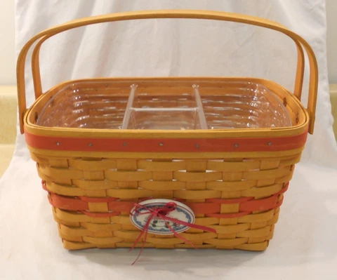 Longaberger 1997 Mother’s Day Timeless Memory Basket Liner And 2 Plastic Inserts Cover