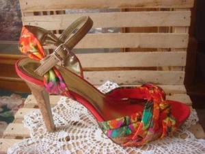 NWOB~ STYLE & CO. OWENN FLORAL & RED DRESSY STRAPPY SANDALS PLATFORM HEELS~ 8.5M - Picture 1 of 11