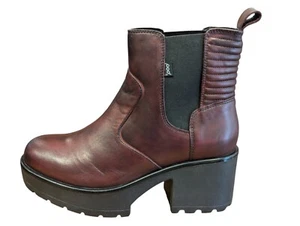 Pod Womens Boots Maize Burgundy Leather Chunky Platform Footwear Uk 4 New - Picture 1 of 5