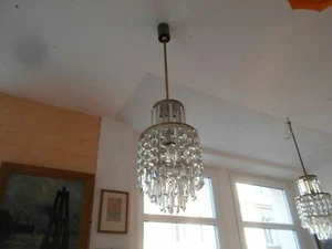 2 x Deckenlampe / Korbdeckenleuchter/ Deckenleuchter  Glasprismen  Art deco 1925 - Bild 1 von 7