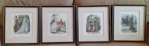 SET OF 4× COLOURED PRINTS "LA MODE ILLUSTRÉE" OF PARISIAN WOMEN - Picture 1 of 9
