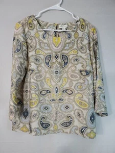 ADRIENNE VITTADINI Blouse Women's Size Large Paisley 3/4 Sleeve Lightweight - Picture 1 of 11