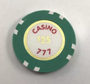 Chip de casino para juegos de casino vintage CASINO 777 $25 - Imagen 1 de 1
