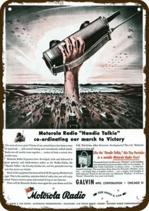 1944 MOTOROLA HANDIE TALKIE & PLAYBOY Radio VnLook RÉPLICA DECORATIVA DE METAL SIGNO - Imagen 1 de 1